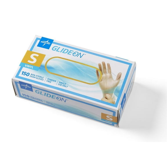 Medline Glide-on Powder-Free Clear Vinyl Exam Gloves Small ,150 per Box