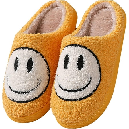

Women s men s retro soft comfortable warm cloud slippery happy face slippery memory foam comfortable fur home shoes cute fluffy fuzzy slippery neutral indoor and outdoor slippers
