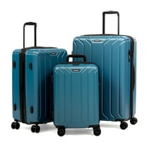 NONSTOP NEW YORK Luggage Expandable Spinner Wheels hard side shell Travel Suitcase Set 3 Piece Lightweight, TSA Lock, Double USB Port   2 packing cubes (Teal, 3-Piece Set (20/24/28))