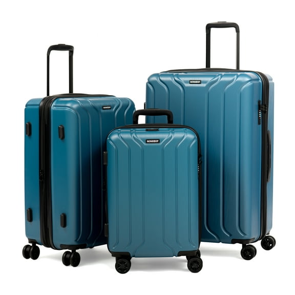 NONSTOP NEW YORK Luggage Expandable Spinner Wheels hard side shell Travel Suitcase Set 3 Piece Lightweight, TSA Lock, Double USB Port 2 packing cubes (Teal, 3-Piece Set (20/24/28))
