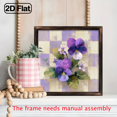 thumbnail image 6 of 2D Flat, 1pc 8x8 Inch Wooden Framed Floral Wall Art - Country-Style 2D Flat Frame with Purple Pansies Green Foliage, Decorative Painting for Bedroom, Decorative plague, Perfect Festive Gift For Ha, 6 of 9