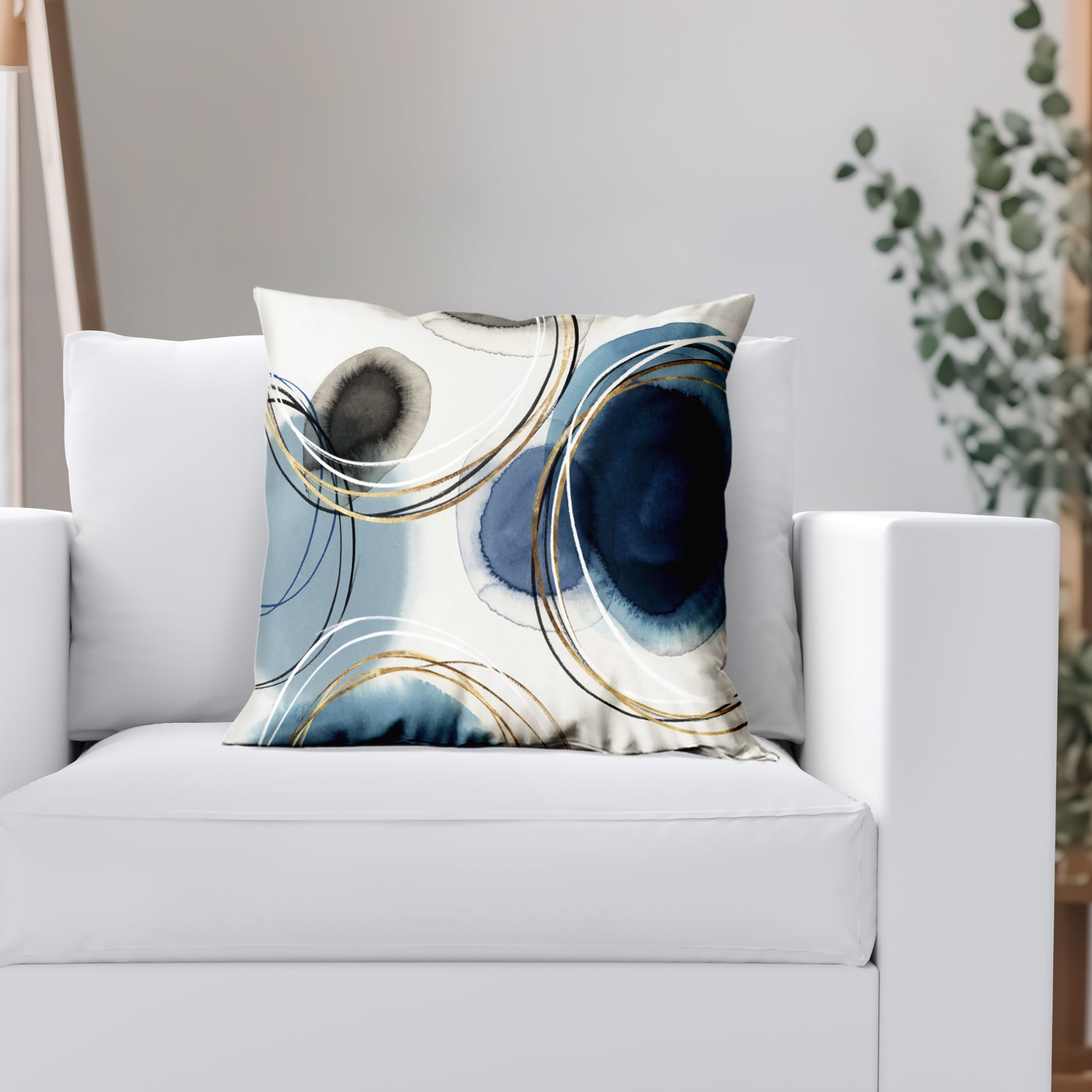 Americanflat 20"x20" Abstract Throw Pillow with Premium Polyester - Blue and White