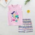 thumbnail image 2 of ASFGIMUJ Children's Clothing Set Short Sleeved Knitted Cotton Cute Dinosaur Pattern Summer Girls' Suit Cartoon Cute Embroidery Children's Two Piece Set,Size 5 Years-6 Years, 2 of 8