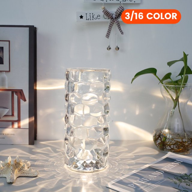 Crystal Table Lamp Acrylic Bedside Lamp with 16 Color Dimmable Lights Rechargeable Touch Desk Lamp with Teardrop Shape USB Charging for Bedroom Living Room
