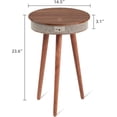 thumbnail image 3 of Toocust Round Smart End Table, 23.6" Speaker Table for Living Room, Bluetooth Side Table with USB Ports & Outlets, Brown Wireless Charging Table for Bedroom, 3 of 7