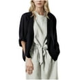 thumbnail image 2 of Tdoqot Womens Open Front Cotton Linen Cardigan- Lightweight Casual Long Sleeve Loose Fit Summer Shirts Black Size 2XL, 2 of 7