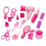 Somnr Kids Beauty Salon Set Toys Little Girl Makeup Kit Pretend Play Hair Station with Case, Hairdryer, Brush, Mirror & Styling(17pcs)