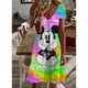 thumbnail image 4 of Vestido playero para mujer, vestido de verano de Mickey y Minnie de Disney, estampado Kawaii, bonito, holgado, informal, para playa y exteriores, 4 of 5