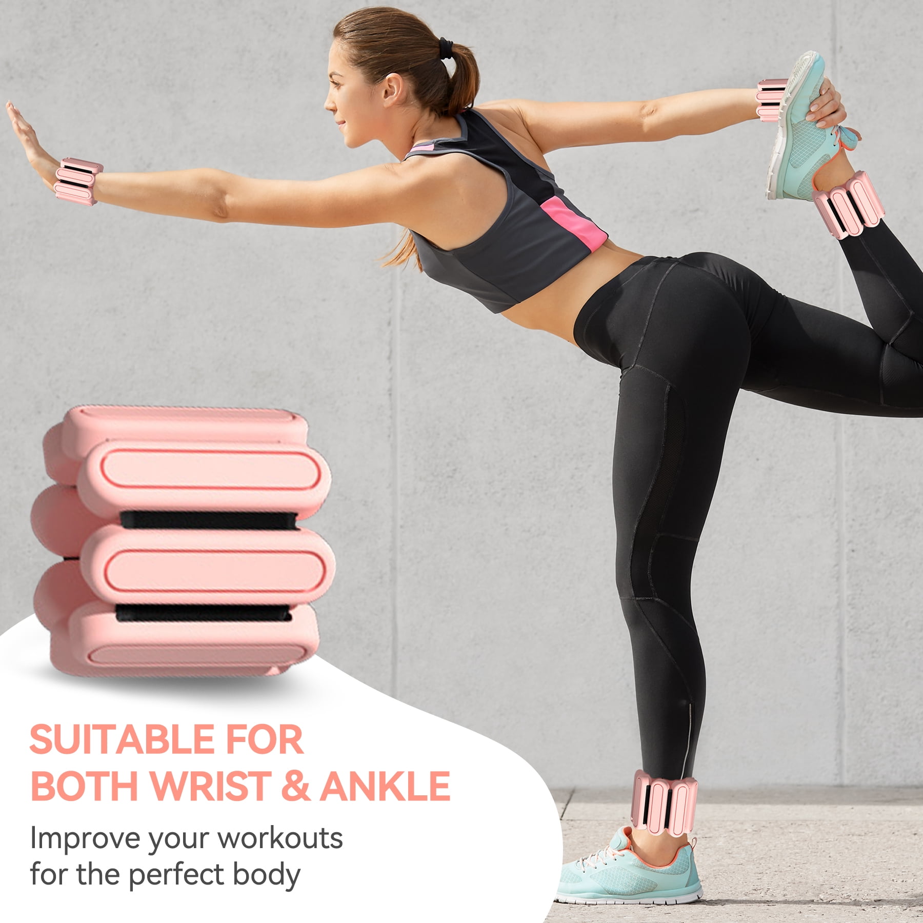 Egoelife Wrist Ankle Weights for Men Women 1 lbs Adjustable Silicone Weighted Bangles for Gym, Yoga, Pilates, Barre, Walking, Running, Strength Training, Arm & Leg Workout Weighted Bracelet