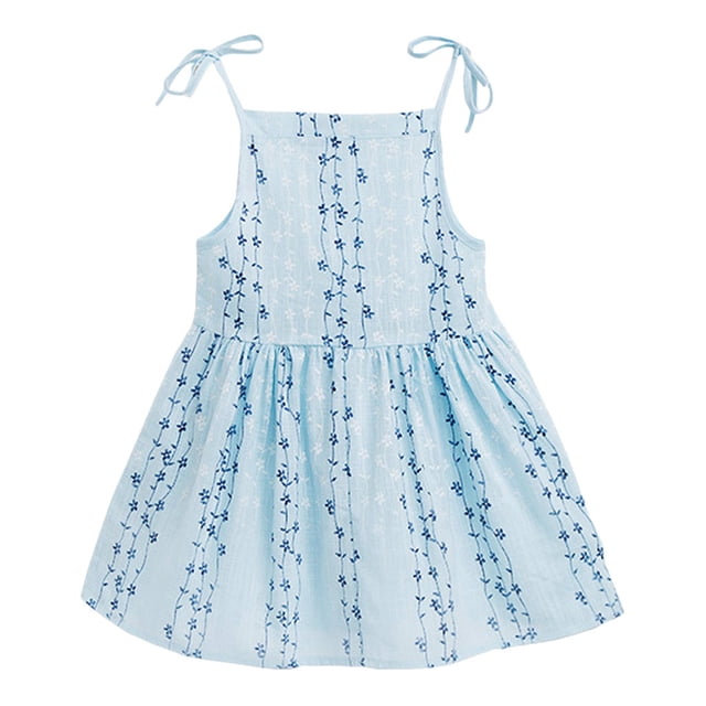 Robe de Fête Princesse à Fleurs Unies Rayée pour Fille Tout-Petit Robe d'Été