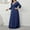 Navy, variant on Short Sleeve Dress for Women Fashion Hollow Out Lace Long Dress Evening Dress Party Dress on Clearance