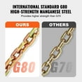 thumbnail image 3 of KFFKFF G80 Haulage Linkage Chain, 3/8" x 10.3' Towing Chain with Clevis Grasp Hooks, 7100 lbs Secure Operating Load, Robust Trailer Logging Chain for Conveyance Towing Truck Fastening Binding Gear, 3 of 9