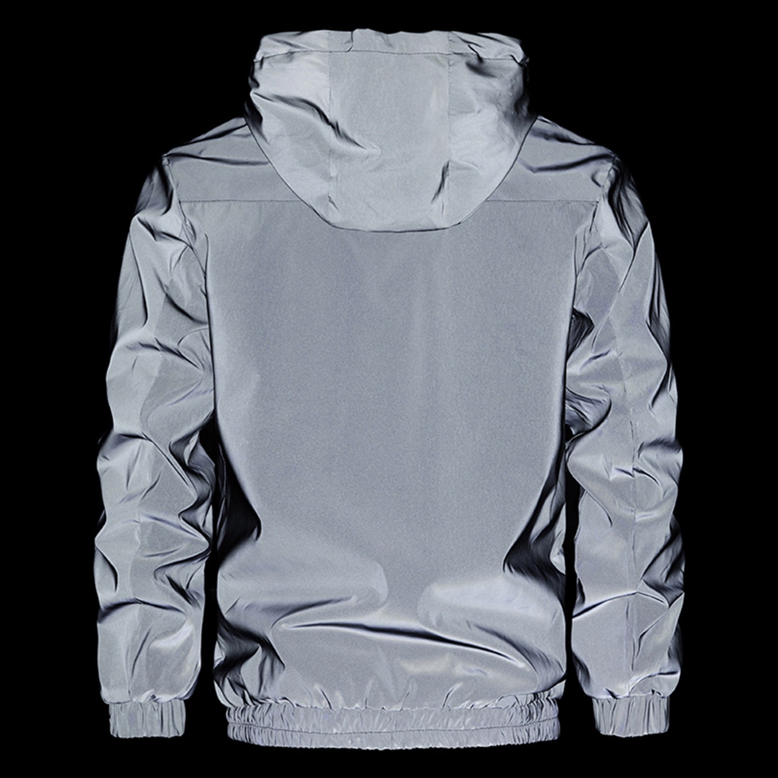 Men Reflective Hooded Jacket Casual Night Colorful Windbreaker Man Hip-hop  Coats