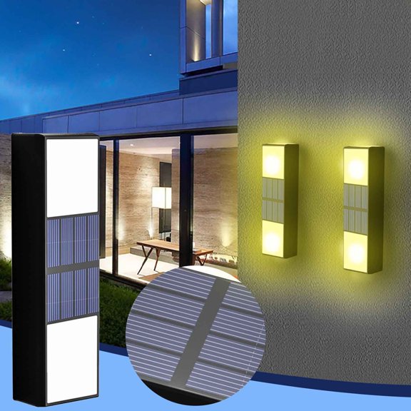 Xihbxyly Lámpara Solar para Patio, Control Automático de Luz, Diseño Resistente Al Agua, Carga Solar, Iluminación de 180°, para Exteriores, Villas, Jardines y Balcones, Paquete de 2, Tamaño 4,8 X 2,4