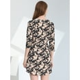 thumbnail image 4 of INSPIRE CHIC Robe à Boutons pour Femmes Col en V Manches 3/4 Poches Latérales Florales, 4 of 5