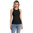 thumbnail image 7 of Women's High Neck Ribbed Tank Top 2-Pack Sleeveless Racerback Slim Fit Summer Casual White/Black Shirts, 7 of 7