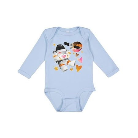 

Inktastic Astronaut Valentine Outer Space Hearts Boys or Girls Long Sleeve Baby Bodysuit