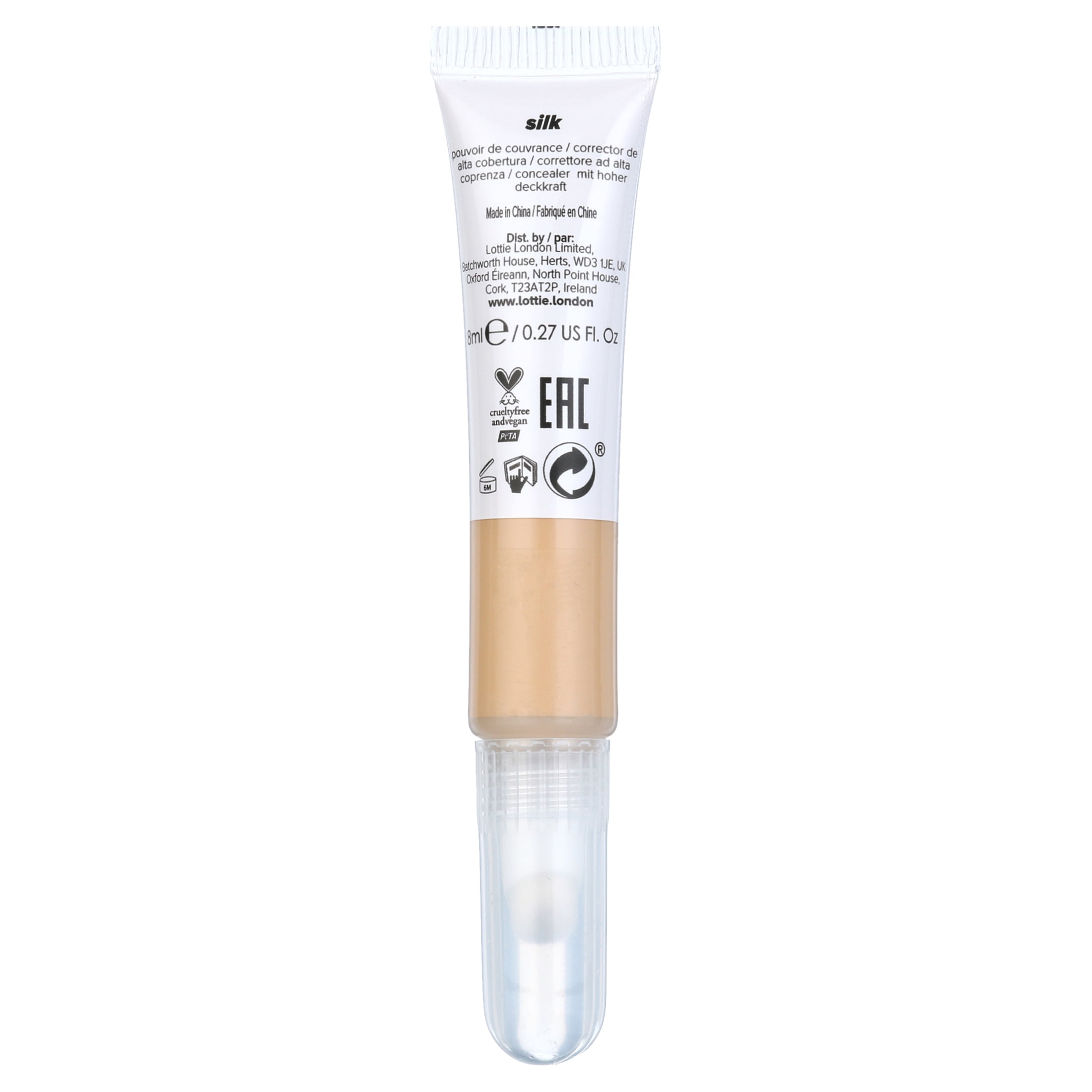 Lottie London Got It Covered, Sponge Applicator Liquid Concealer, Silk, 0.27 fl oz