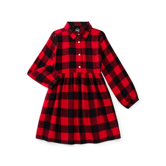 Wonder Nation Girls Long Sleeve Flannel Dress, Sizes 4-18 & Plus