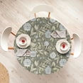 thumbnail image 4 of Ambesonne Rosetta Fitted Round Tablecloth, Nostalgic Autumnal Flowers, 45"- 56" Diameter, Pastel Green Coconut, 4 of 5