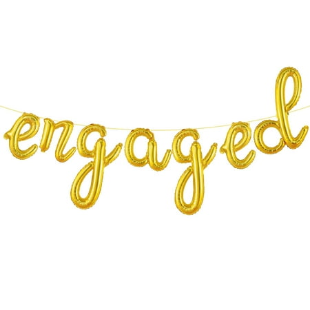 KatchOn Cute Gold Engaged Balloons Letters - 10 Feet | Engagement Balloons for Engagement Party Decorations | Engaged Banner engagement Decorations | Bachelorette Party Decorations engaged Sign