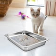 thumbnail image 4 of Cat Litter Box Open Cat Litter Holder Stainless Steel Litter Box Kitten Litter Pan, 4 of 9