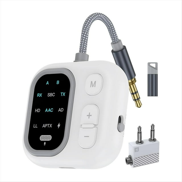 Adaptador de Audio Bluetooth 5.3, Transmisor y Receptor de Audio Inalámbrico 2 en 1 con Entrada AUX RX/TX para Coche, Casa, Avión, Viajes en Avión.