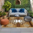 thumbnail image 2 of Brown Southwest Outdoor Rug for Patio/Deck/Porch, Non-Slip Large Area Rug 5 x 8 Ft, Western Rustic Ethnic Mexican Aztec Indoor Outdoor Rugs Washable Area Rugs, Reversible Camping Rug Carpet Runner, 2 of 8