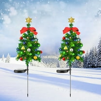 Solar Christmas Lights Outdoor 2 Pack 2.2ft Christmas Tree Outdoor Christmas Decorations LED Pathway Lights Christmas Decor for Yard Front Porch Grave Cemetery Decor