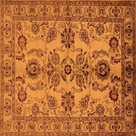 Ahgly Company Indoor Square Oriental Orange Industrial Area Rugs, 8' Square