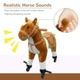 thumbnail image 3 of Qaba Kids Walking Pony Ride on Toy Rocking Horse Neigh Sound Plush w/ Wheel Child Gift 110lb Weight Capacity Brown, 3 of 9