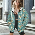 thumbnail image 3 of FOR U DESIGNS Flower Corgi Oversized Zip Up Hoodie for Women Oversized Hooded Sweatshirt with Front Size L Women Zipper Comfortable Long Sleeve Sportswear with Drawstring, 3 of 7