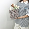 thumbnail image 1 of Sac à Main Simple en Toile pour Femme, Floral, pour Magasinage, Sac Seau à Lunch (2 Rouge Bleu), 1 of 3