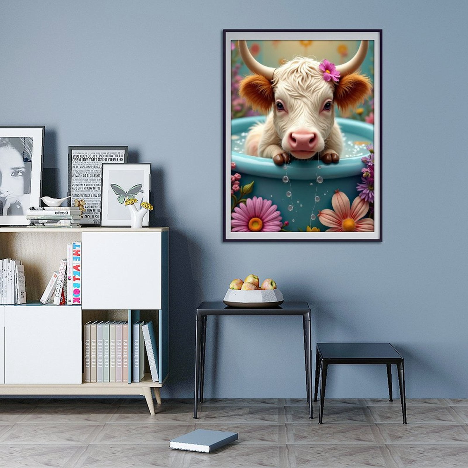 Diamond Art Kit for Adults, Cute Calf Bathing Print No.68 Diamond Painting for Adults Beginners, 5D DIY Diamond Art Painting Kits, Colorful Diamond Painting Craft for Home Decor 12x16