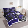 thumbnail image 3 of jejeloiu American Rugby Ball 7-Piece Twin Bedding Sets,Purple Football Helmet Bedding Comforter Set For Bots Teens Reversible, 3 of 8