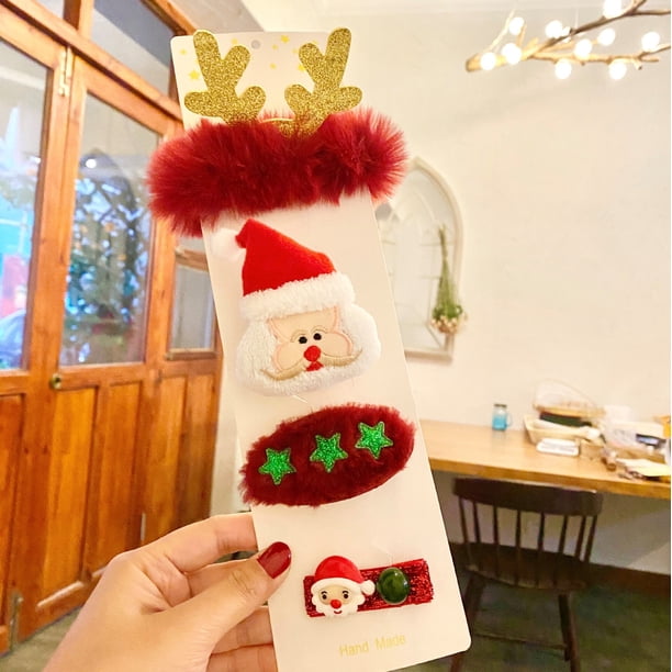 Pinzas para el pelo de cuernos de Navidad, horquillas con orejas de ciervo, diademas para fiesta de Navidad, Festival, conos de pino, accesorios para el cabello