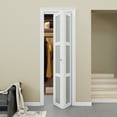 thumbnail image 2 of 24" x 80" 3-Lite Frosted Glass Bifold Doors with Hardware Kit & Knob, Solid Core MDF Wood, Interior Folding Door for Closet, Pantry Door, White Wood Texture Surface, 2 of 10