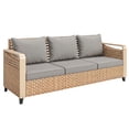 thumbnail image 2 of Outsunny Rattan Wicker Sofa 3-Seater Outdoor Patio Sofa with Cushions for Garden Backyard Porch Gray, 2 of 9