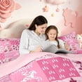 thumbnail image 5 of meiyoeat Pink Western Cowgirl 7-Piece Twin Bedding,Cow Print Patchwork Plaid Bedding Comforter Set,Pink Reversible, 5 of 7
