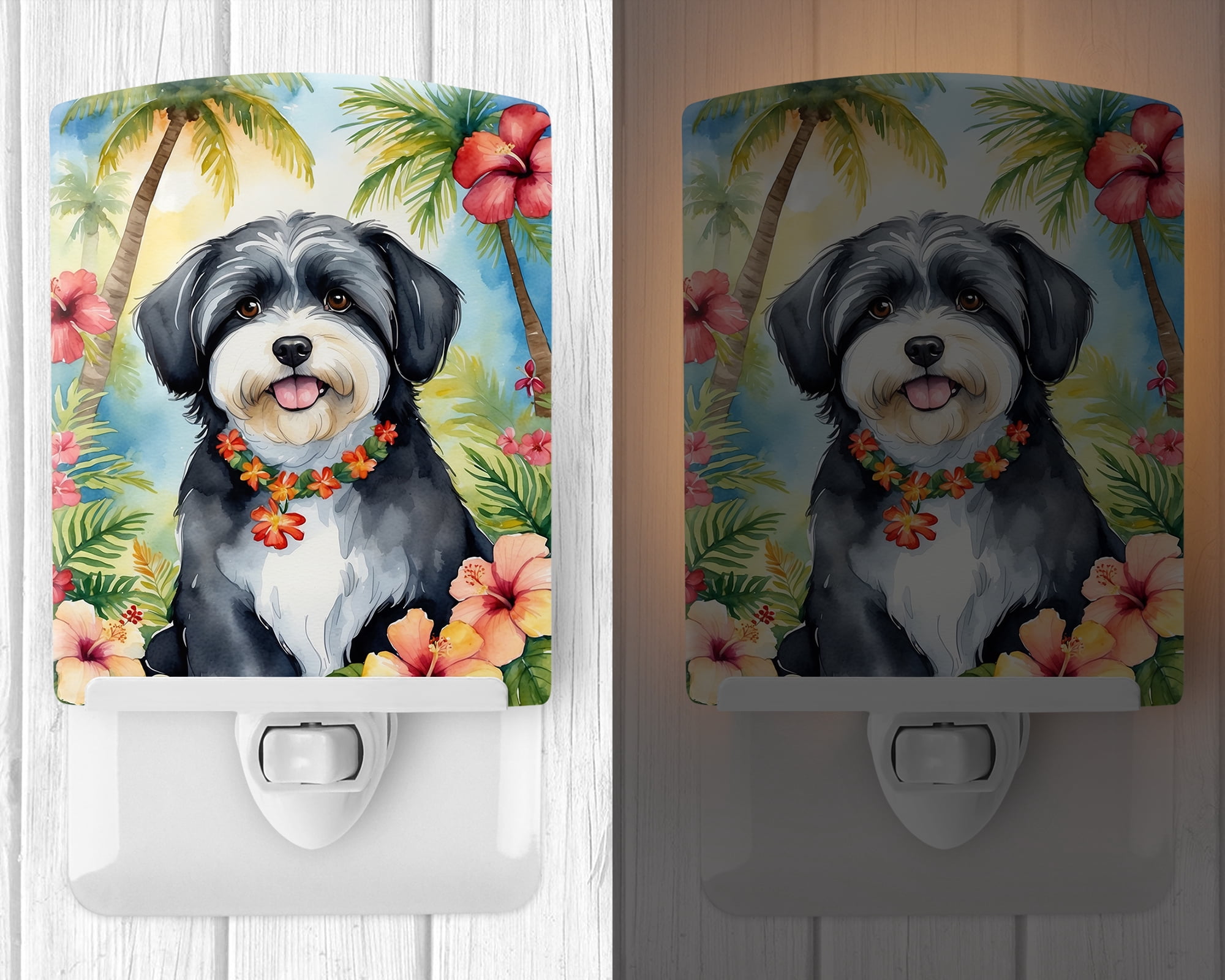 Havanese Luau Ceramic Night Light 4 in x 6 in