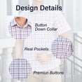 thumbnail image 4 of Mens Button Down Shirts Plaid Short Sleeve Shirts for Men Dress Shirt Oxford Collar with Pocket L, 4 of 10