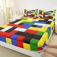 thumbnail image 3 of Castle Fairy Colorful Brick 4 Pieces Queen Sheet Sets,Building Blocks Ultra Soft Flat Sheet,Construction Game Queen Fitted Sheet,Microfiber Cartoon Bedroom Decor, 3 of 7
