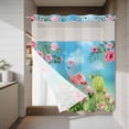 thumbnail image 4 of Pink Floral Flamingos No Hook Shower Curtain with Snap in Liner Summer Tropical Cactus Sky Waterproof Bathroom Shower Curtain with See Through Top Window for Bathtub 72" x 72", 4 of 9