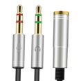 thumbnail image 2 of Cable de sonido Splitter Cable Auxiliar AUX Cable de sonido Estéreo 0. Adaptador de División de Auriculares, para Micrófono Computadora Portátil Portá Gris Yotijar Adaptador divisor, 2 of 5