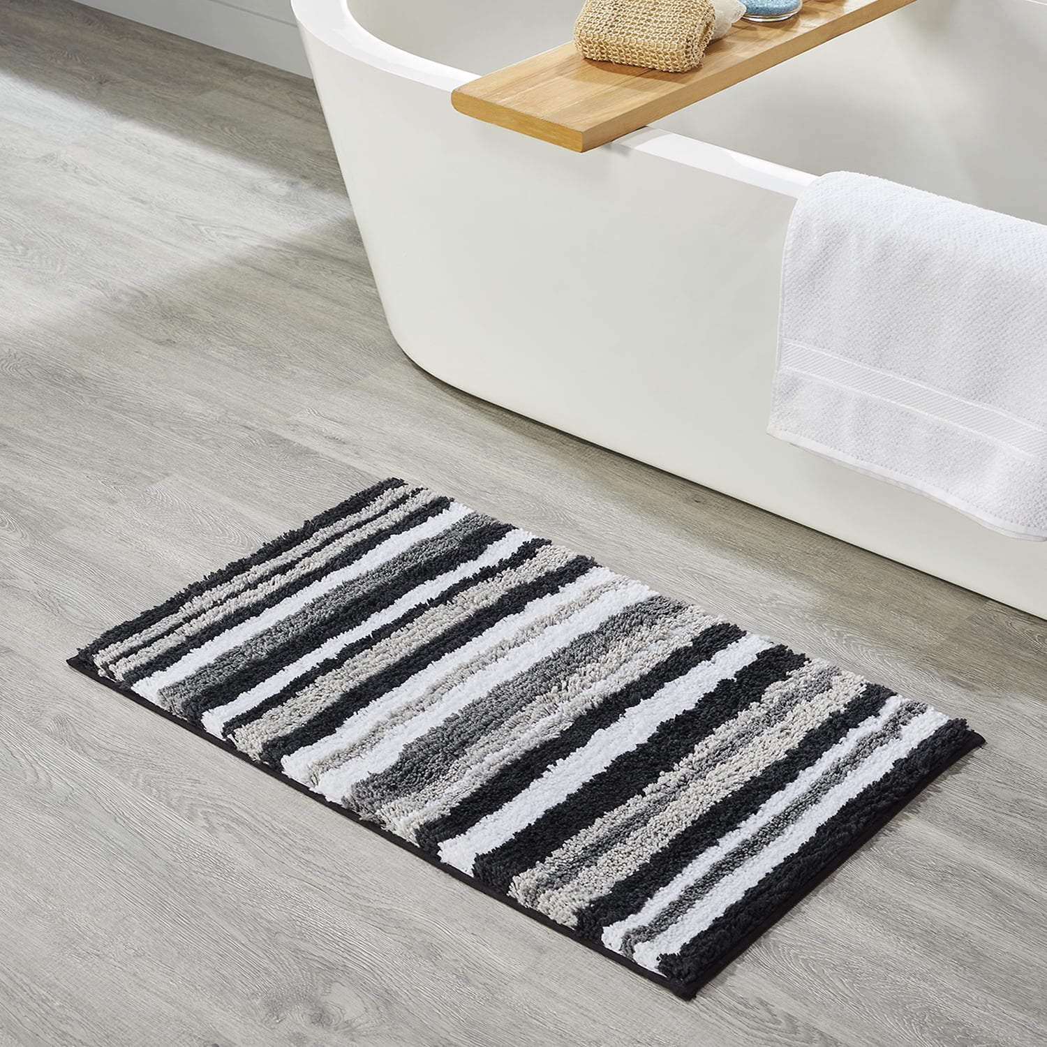 Better Trends 2 Piece Bathroom Rug Set 100% Polyester Soft Water Absorbent Non Slip Bath Mat Machine Washable Rug Griffie Collection - Gray