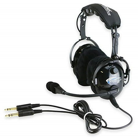 rugged air ra900 general aviation pilot headset with stereo/mono switch, ga dual plugs and mp3 music input - includes gel ear seals and cloth ear