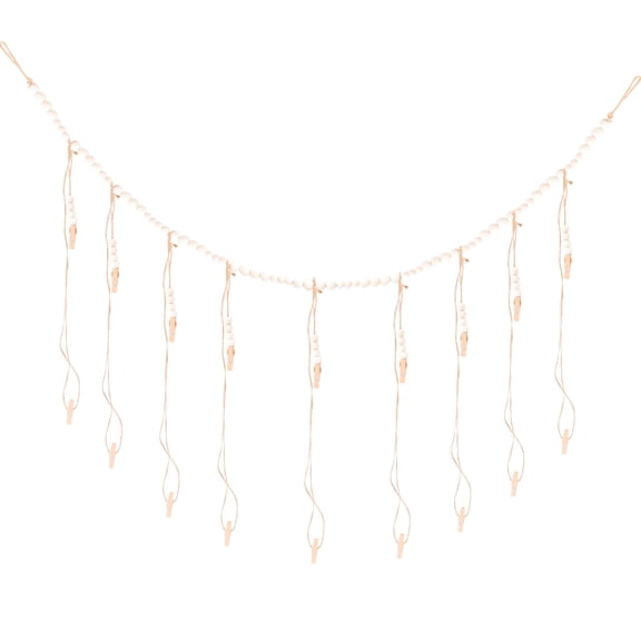 ITSELFER Decorative Wall Hanging Photo Display String with Wooden Beads Garland, Stylish Photo Holder for Home and Office Decor