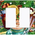 thumbnail image 2 of Metal Light Switch Wall Plate Outlet Cover (Coffee Beans Mocha Tea Marshmallow Treat Green Letter - Double Rocker), 2 of 2