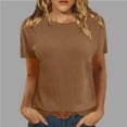 thumbnail image 2 of Inleife Womens Shirts Women's Fashionable Solid Round Neck Short Sleeved Casual T-Shirt Tops Blouses, 2 of 6