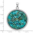 thumbnail image 4 of Sterling Silver Rhodium-Plated Reconstituted Turquoise Flower Pendant (Width 34.4) (Length 37.9) - Jbsp, 4 of 5